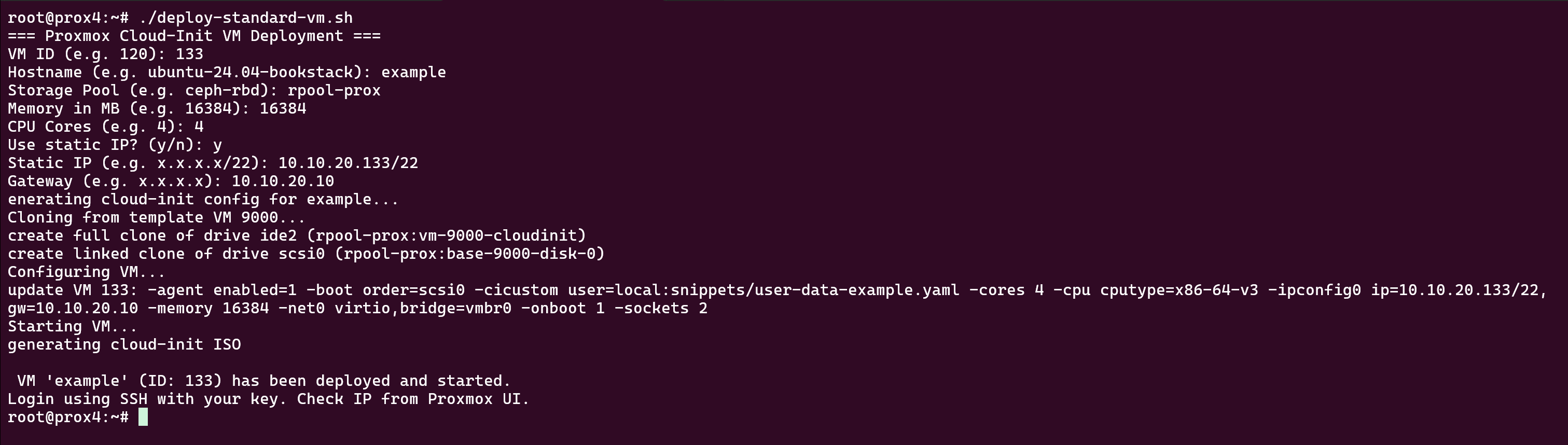 VM deployment script